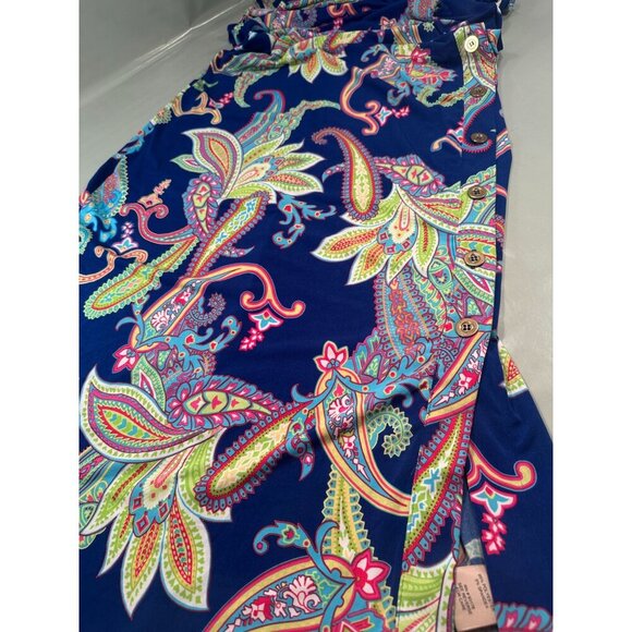 Philosophy Republic Sleeveless Paisley Maxi Stretch Dress Long Boho Slit Button - Picture 7 of 16